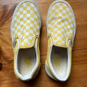Kids yellow/white Vans slip on